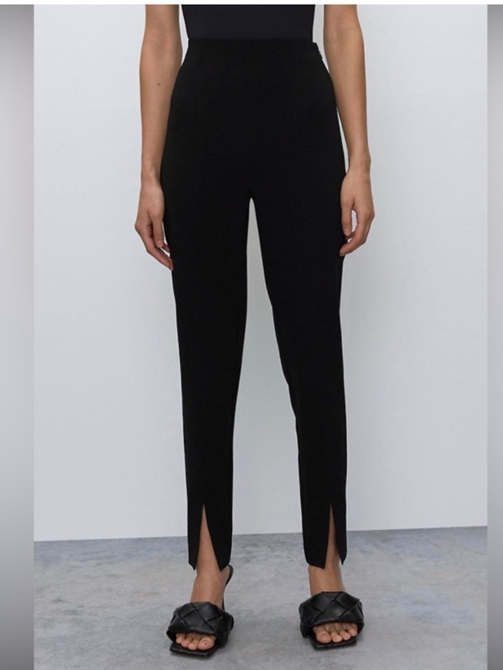 Aritzia Black Slim High-Rise Ankle Split Pants